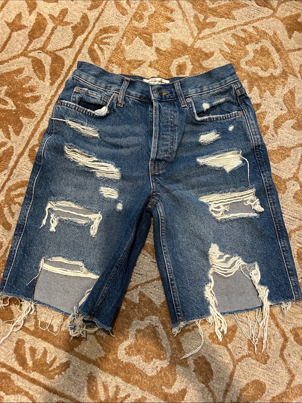 We the Free Distressed Dark Blue Denim Cutoff Shorts sz 24